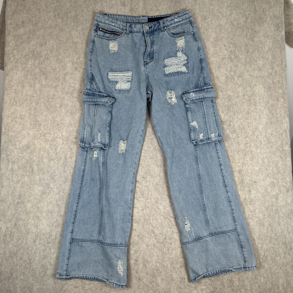 Rockstar Original Mahesh Men 34 X 34 Denim Blue Jeans Cargo Pants RSM 250 Baggy